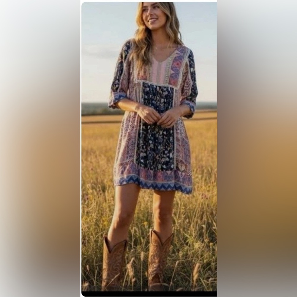 Sundance Patchwork Floral My Favorite
Dress Boho Sz Small